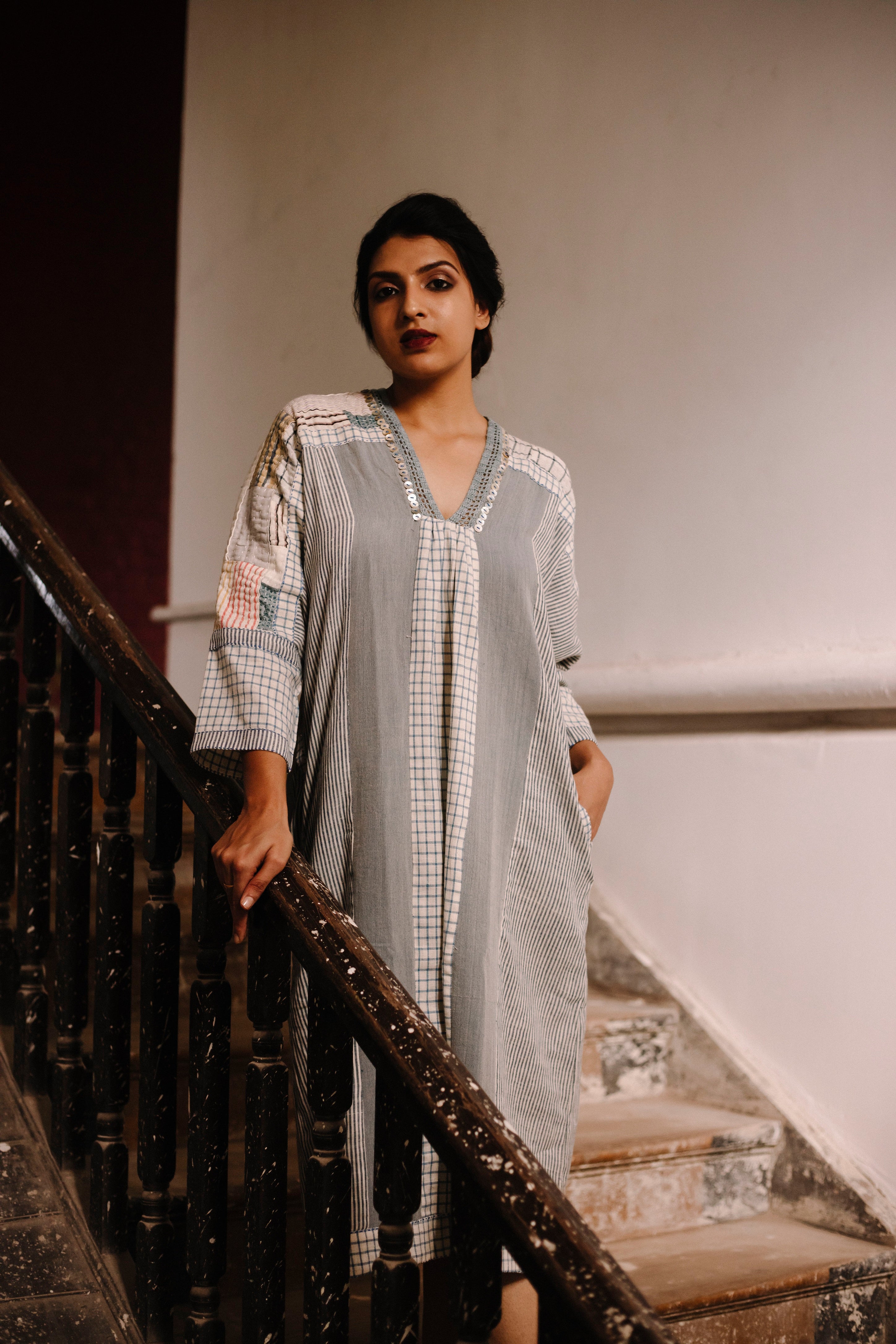 Nova Grey Patchwork Dress