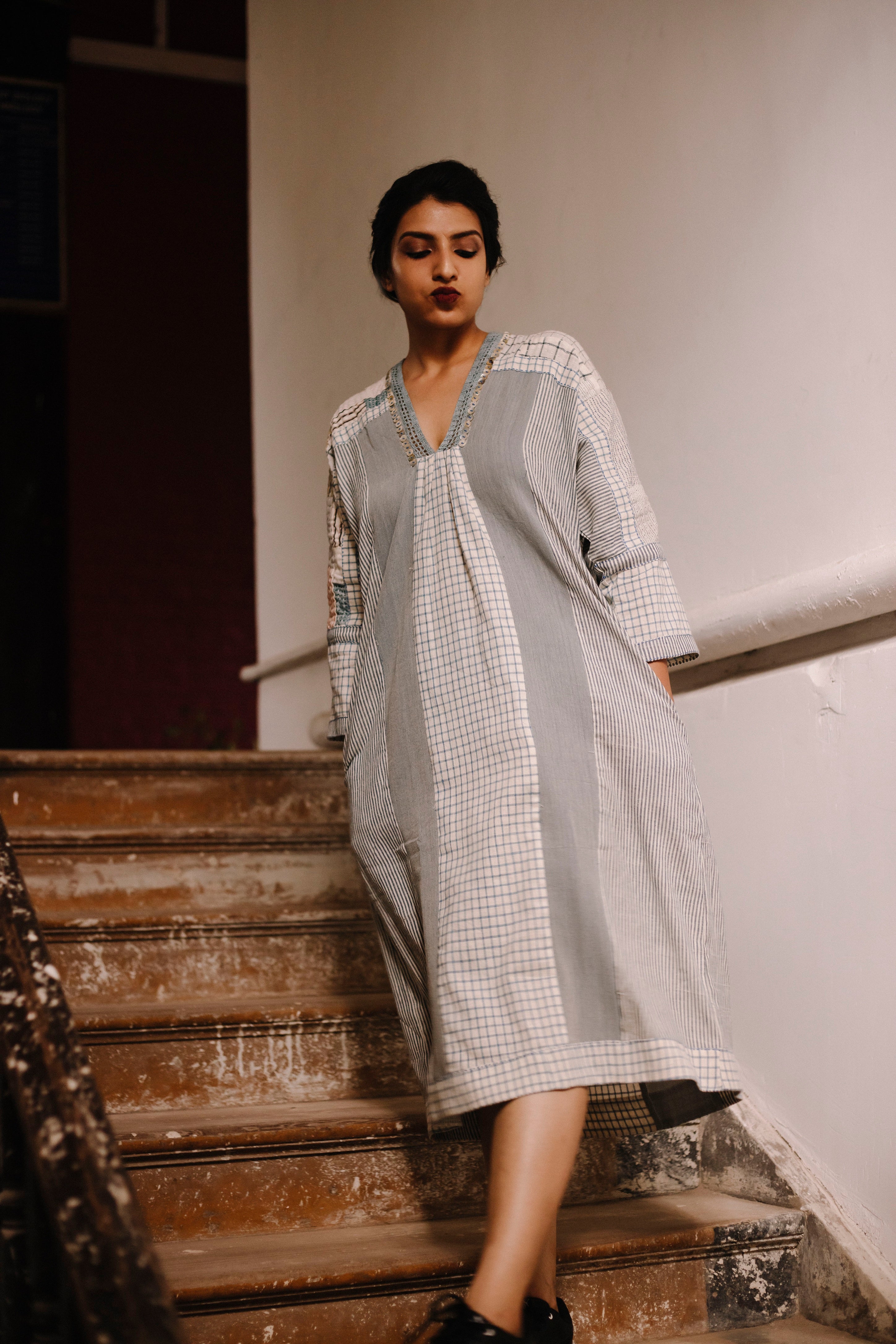 Nova Grey Patchwork Dress