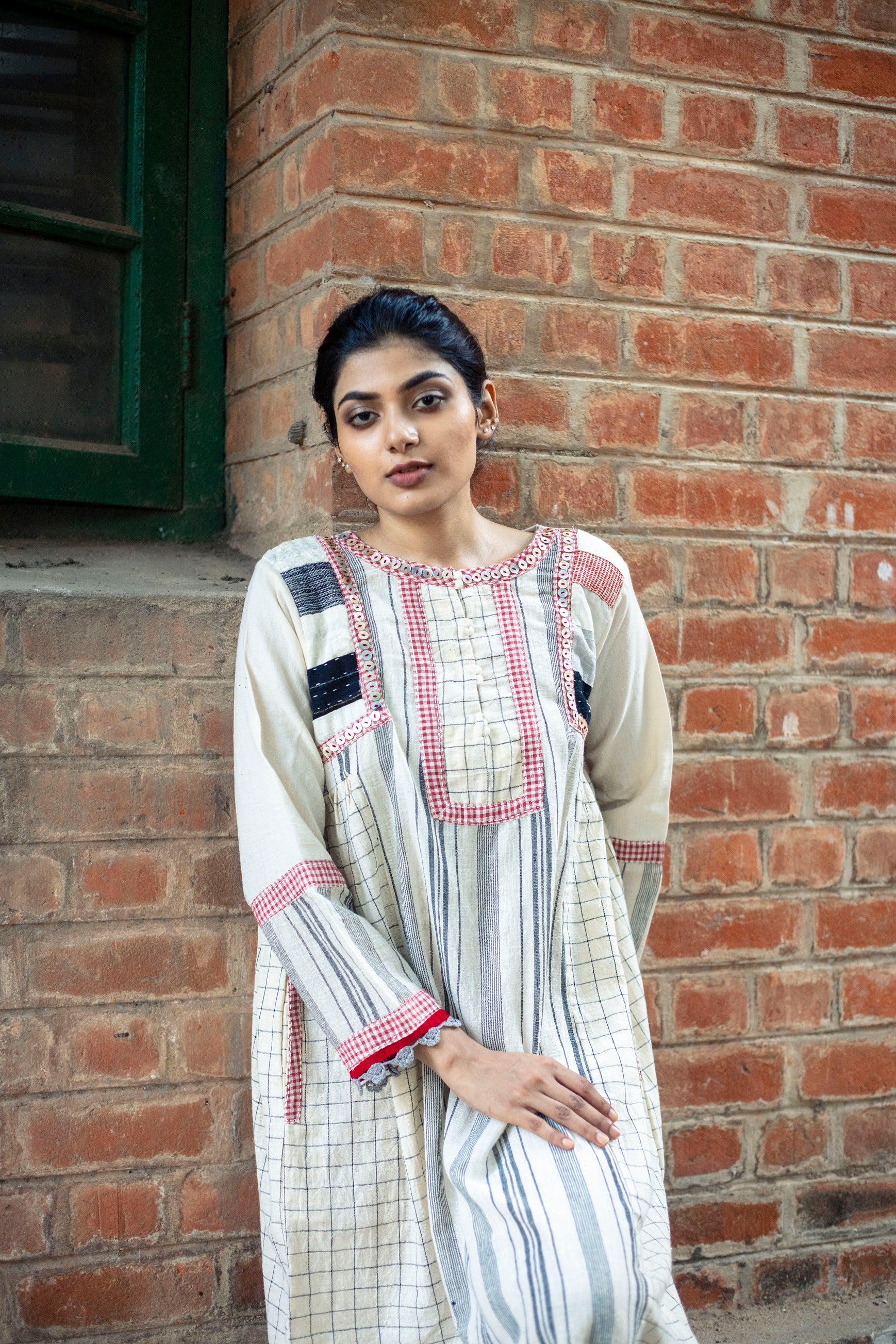 Indy Ivory Checks Dress