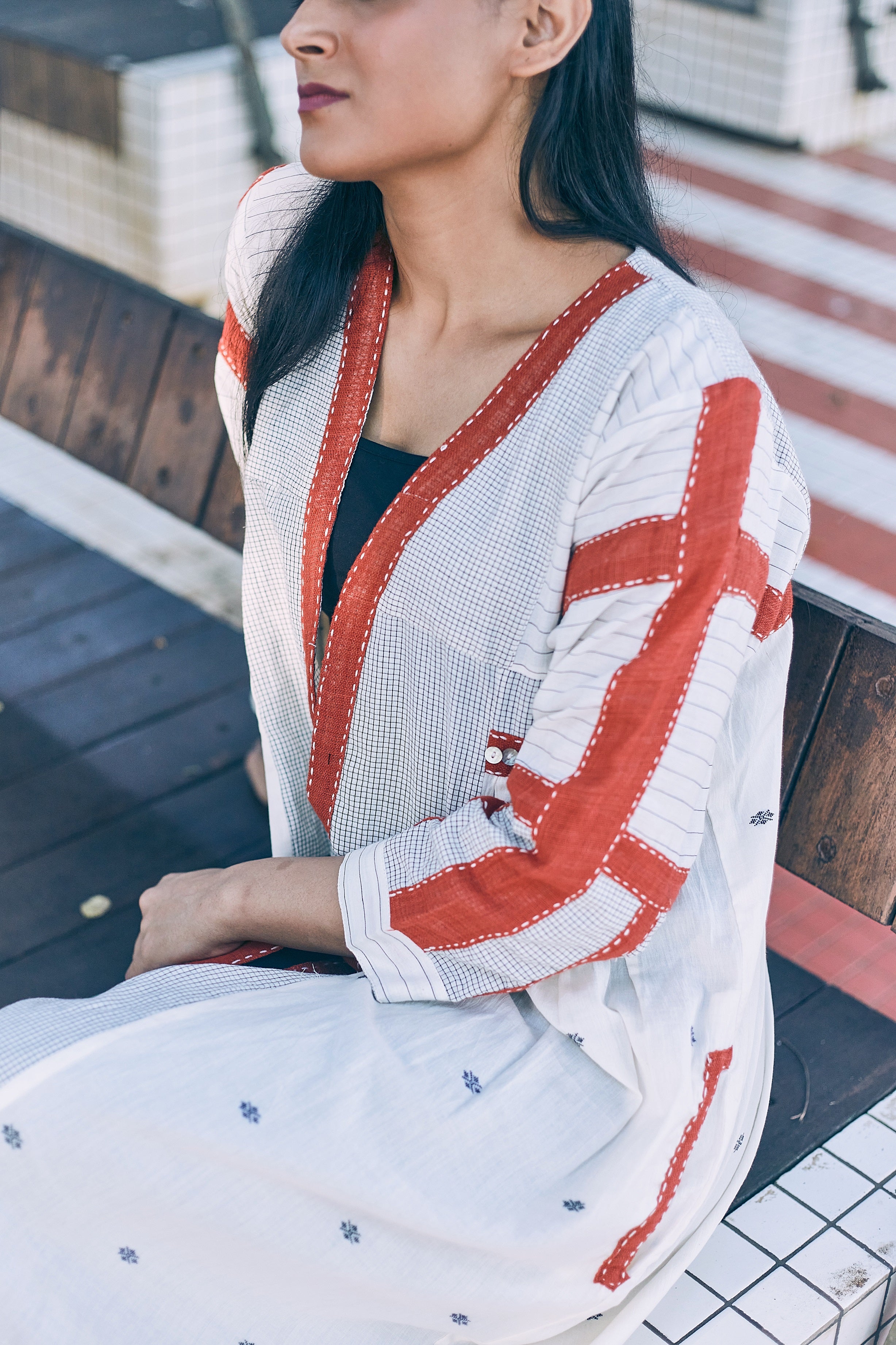 Ivory Mahi Cotton Jacket - Side Detail Image