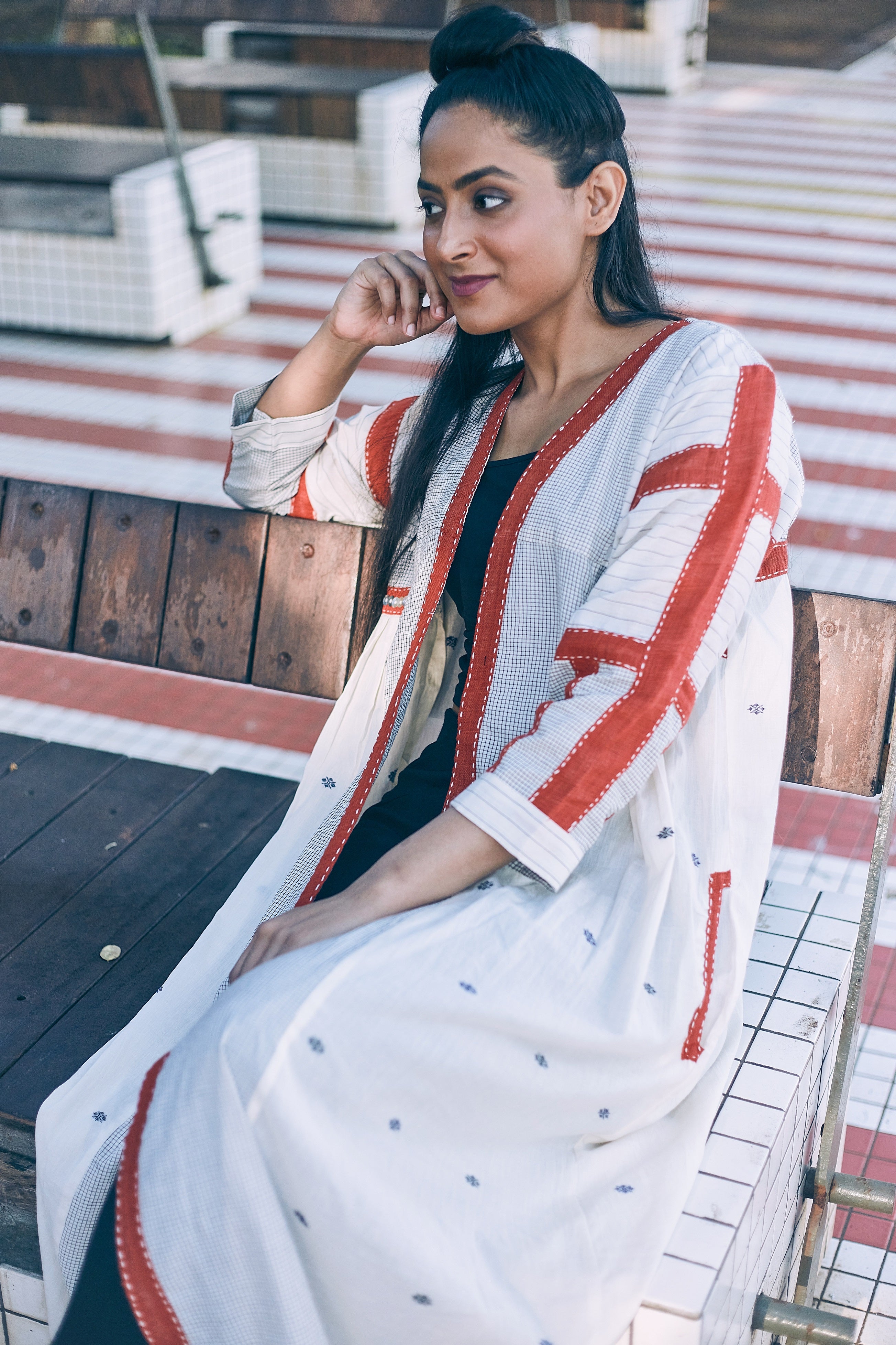 Ivory Mahi Cotton Jacket - Front Detail Image