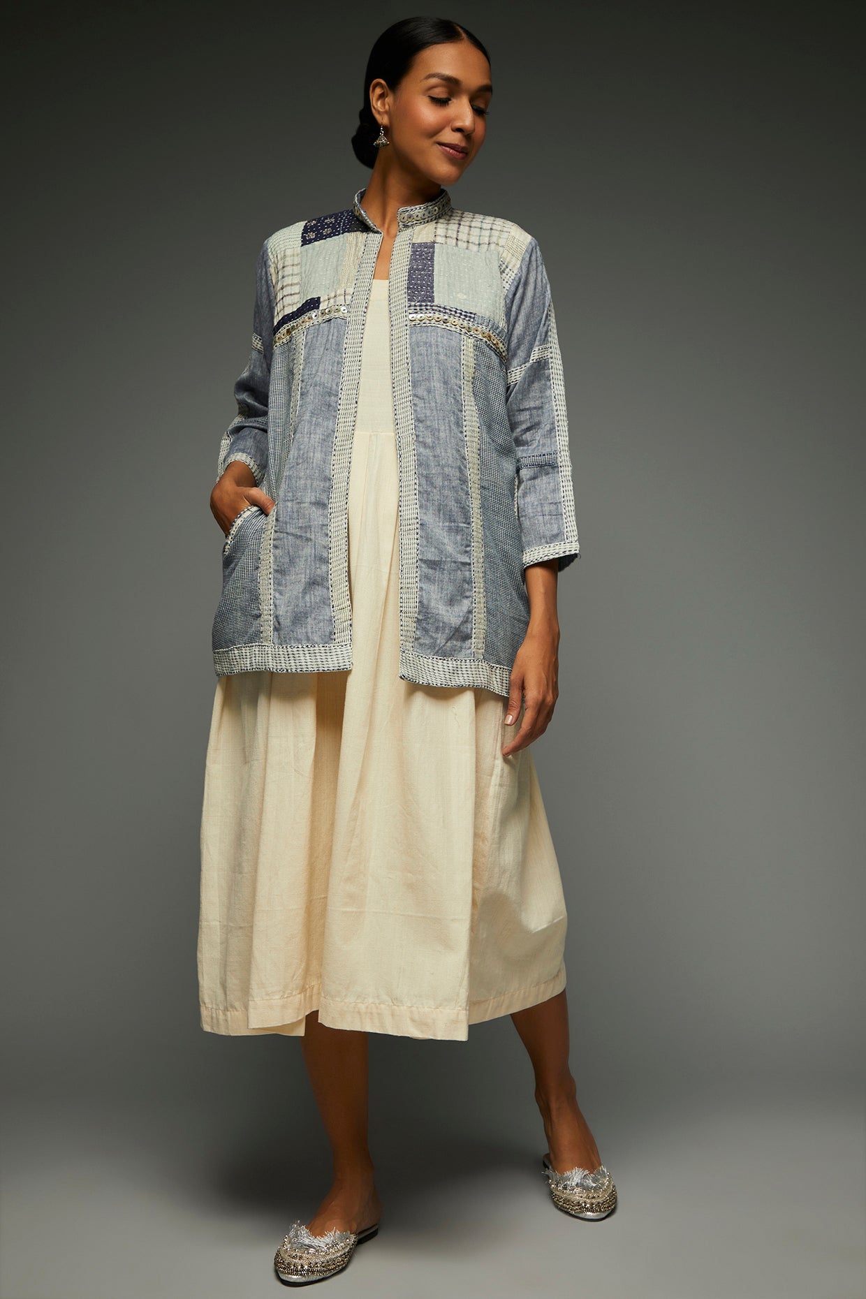 Roohi Patchwork Short Jacket - Front Image