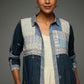 Arna Cobalt Jamdani Butti Long Jacket - Front Detail Image