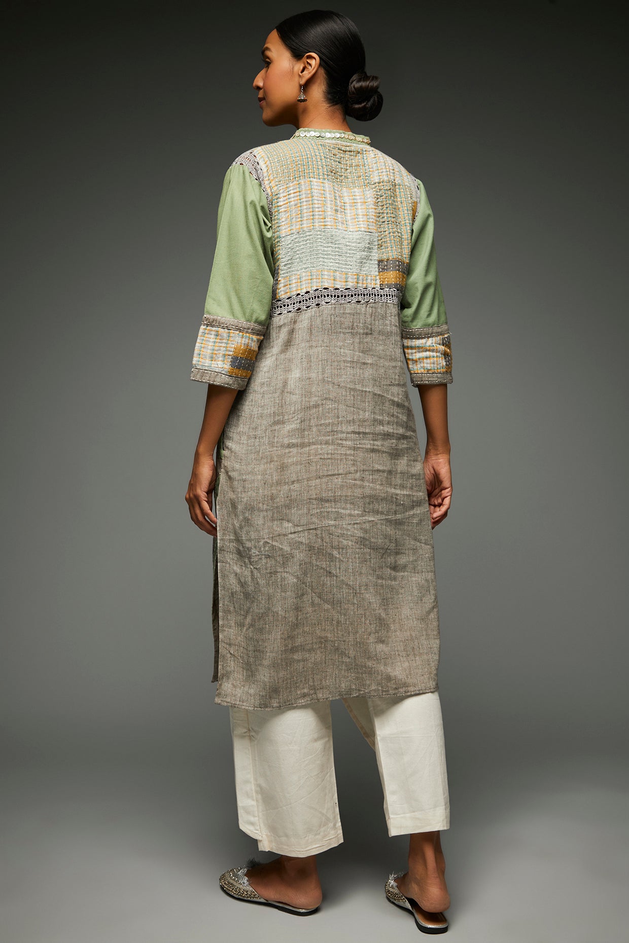 Myra Grey Patchwork Tunic - Back Image