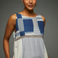 Zoya Ivory Sleeveless Patchwork Dress - Front Detail Image