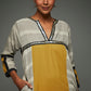 Navi Mustard Striped Tunic - Front Detail Image