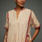 Rumi Striped Beige Dress - Front Detail Image