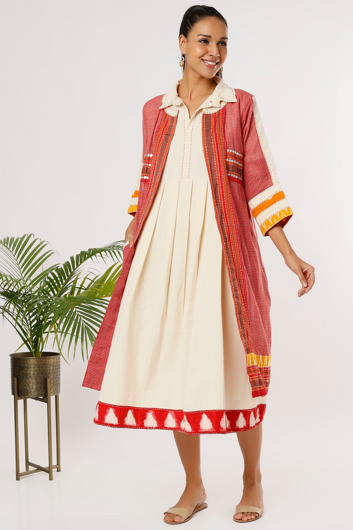 Arundhati Pleated Dress With Jacket - Styled image