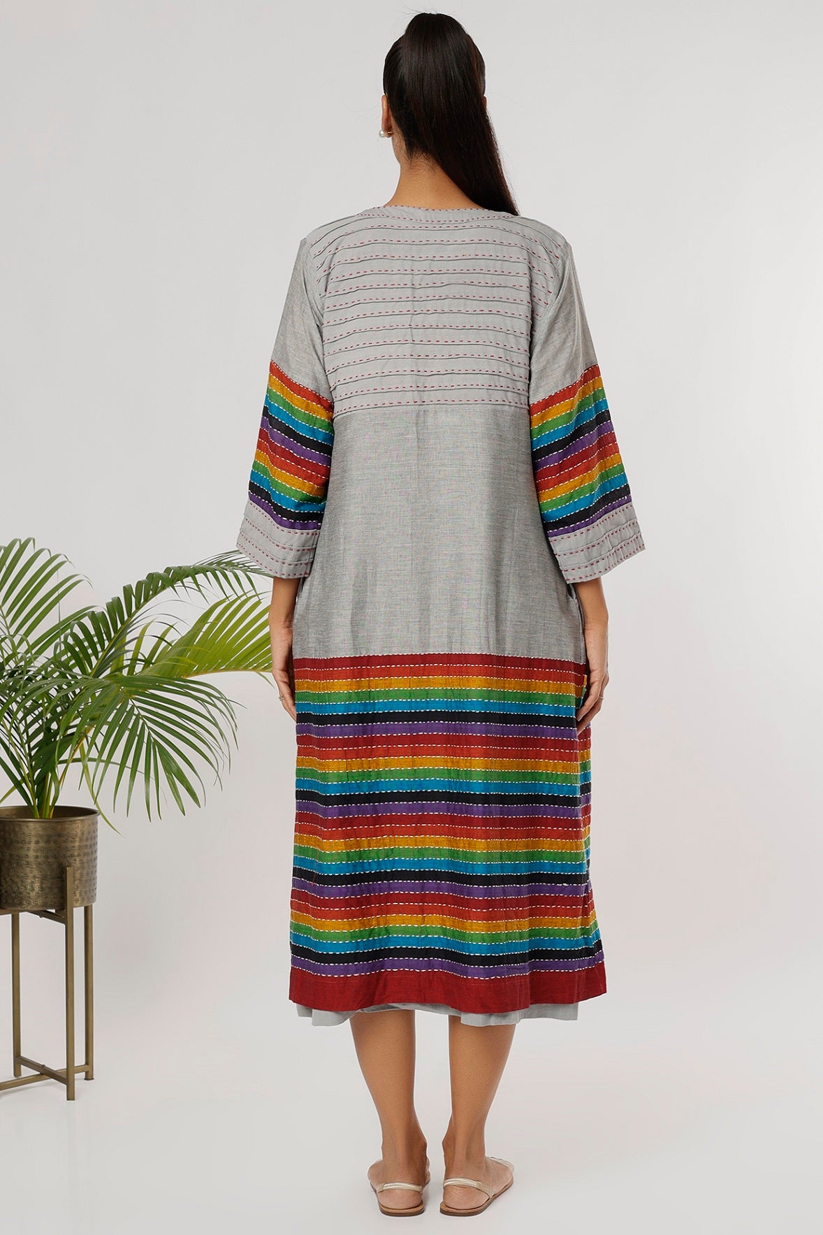 Yugandhara Spaghetti Dress With Jacket - Back Image