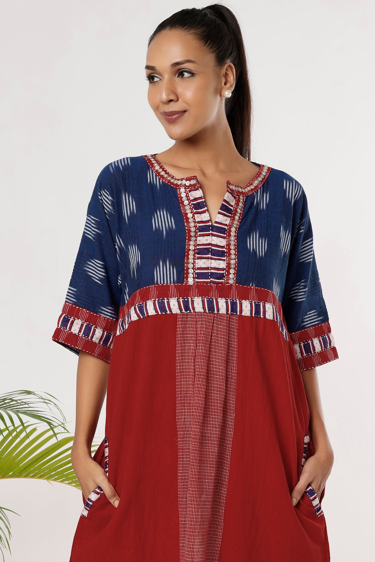 Chitra Ikkat Dress - Front Detail Image