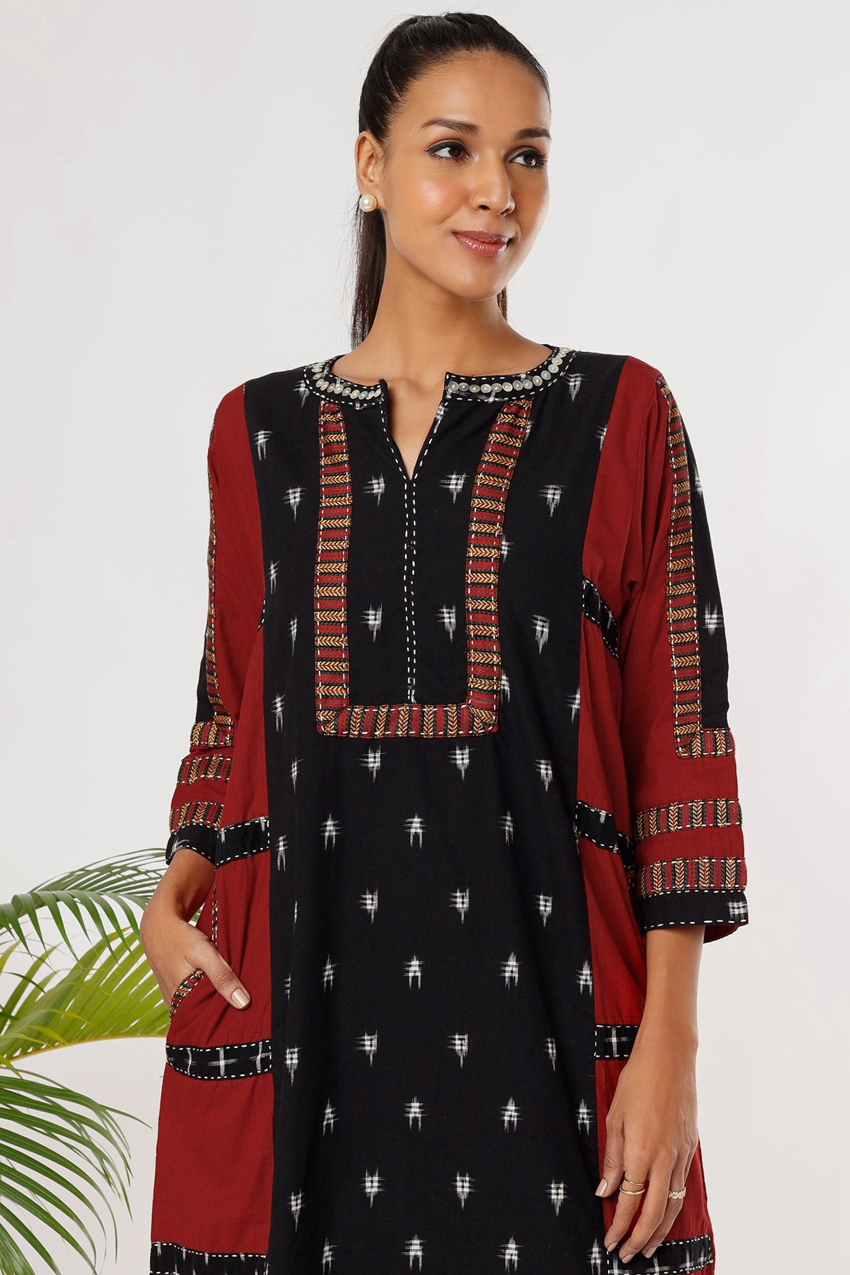 Nivedita Ikkat Dress - Front Detail Image