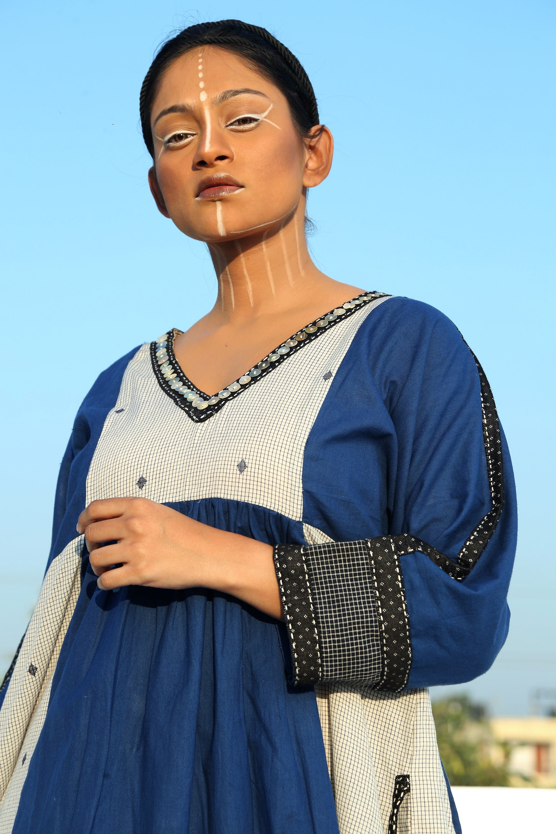 Reva Knee Length Dress - Front Detail Image