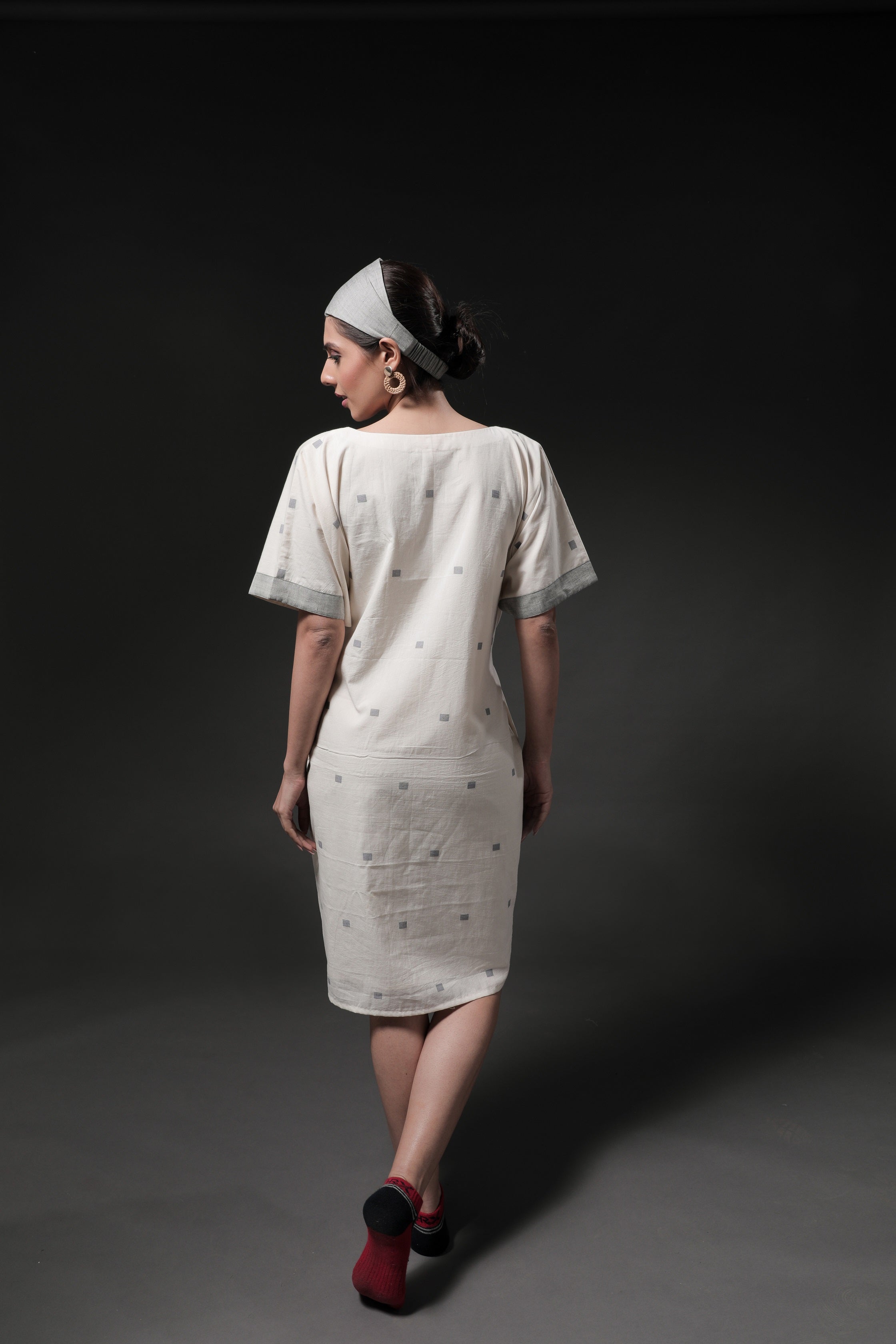 Aster Boat Neck Dress - Back Image
