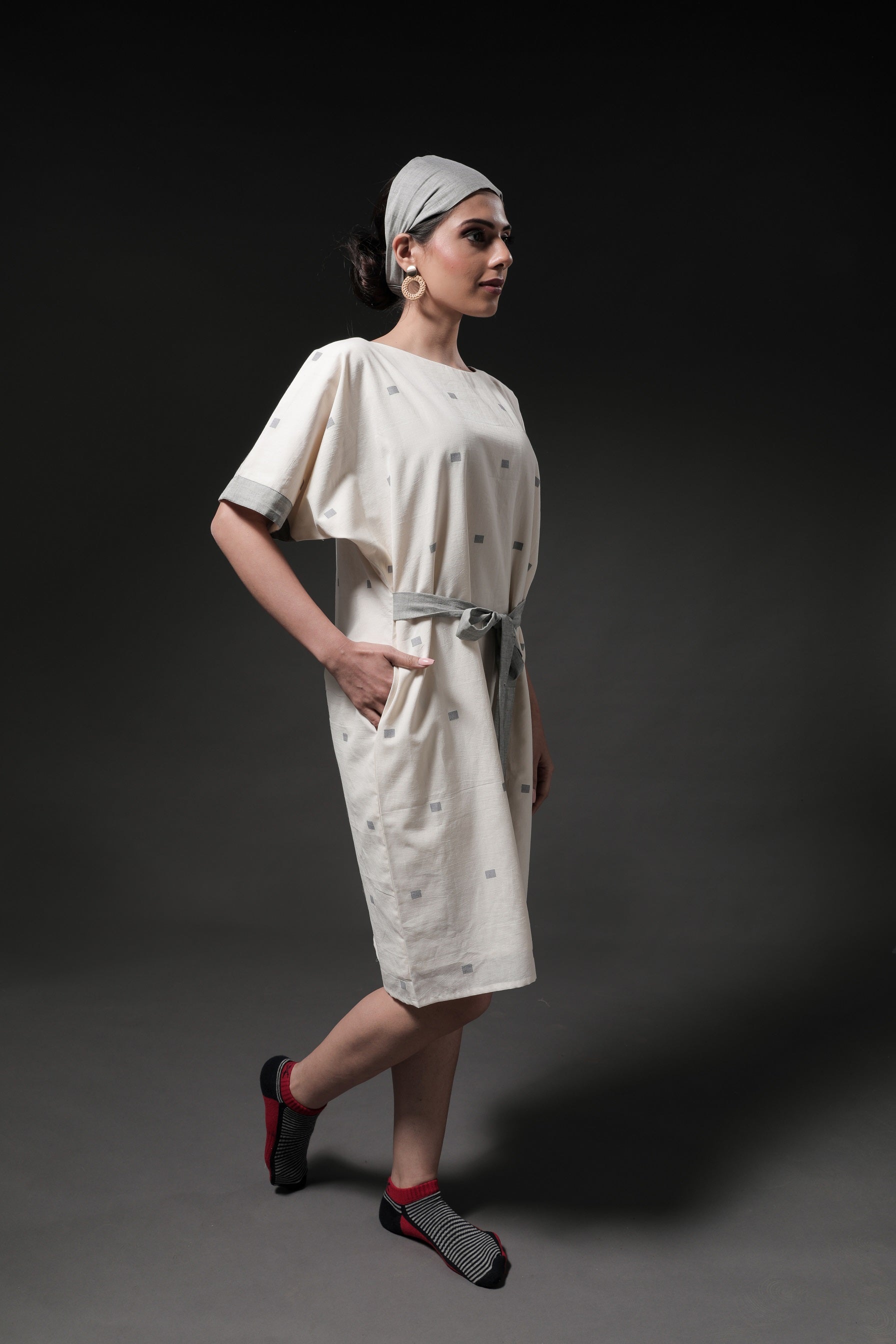 Aster Boat Neck Dress - 3/4 Image
