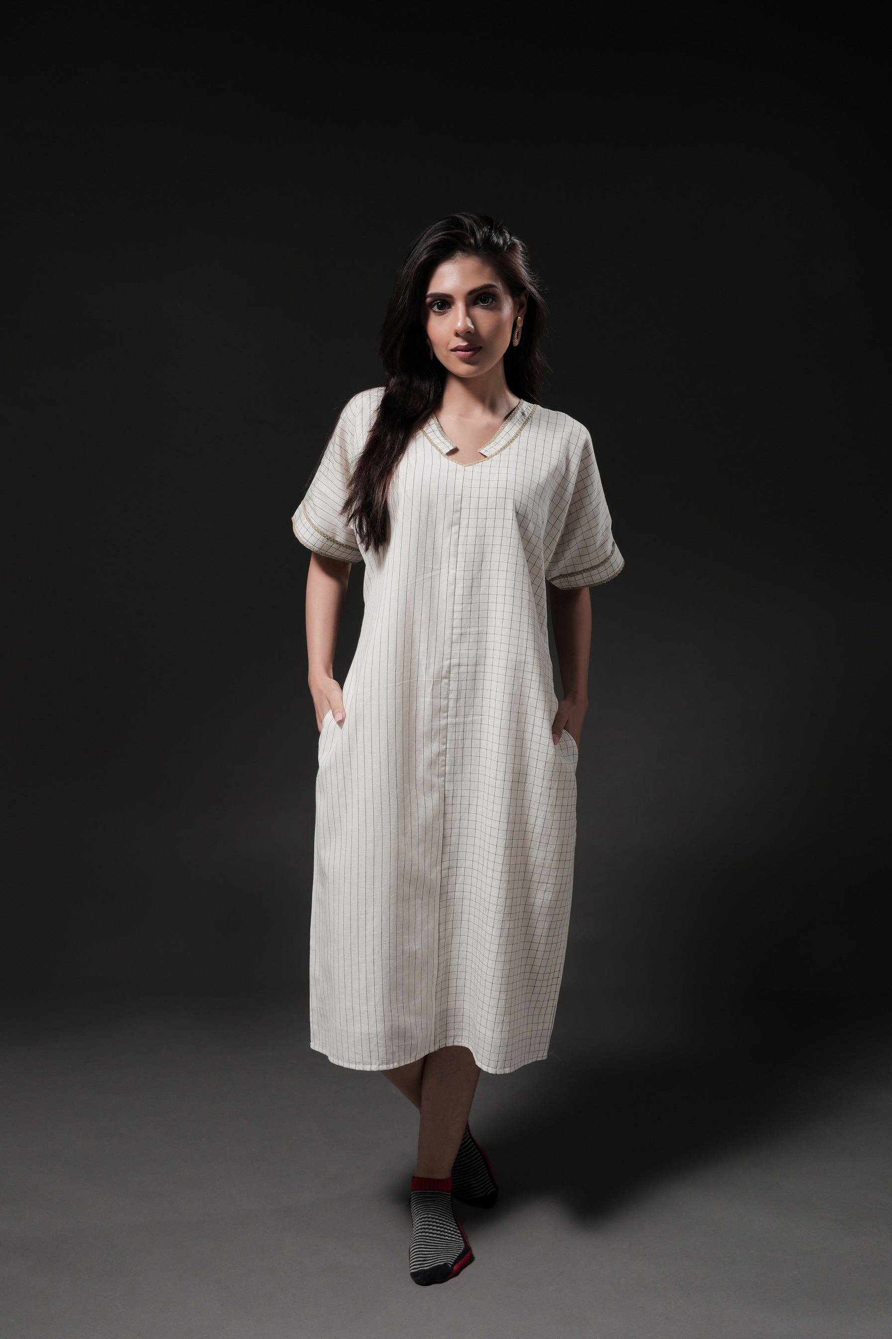 Dahlia V Neck Dress - Front Image