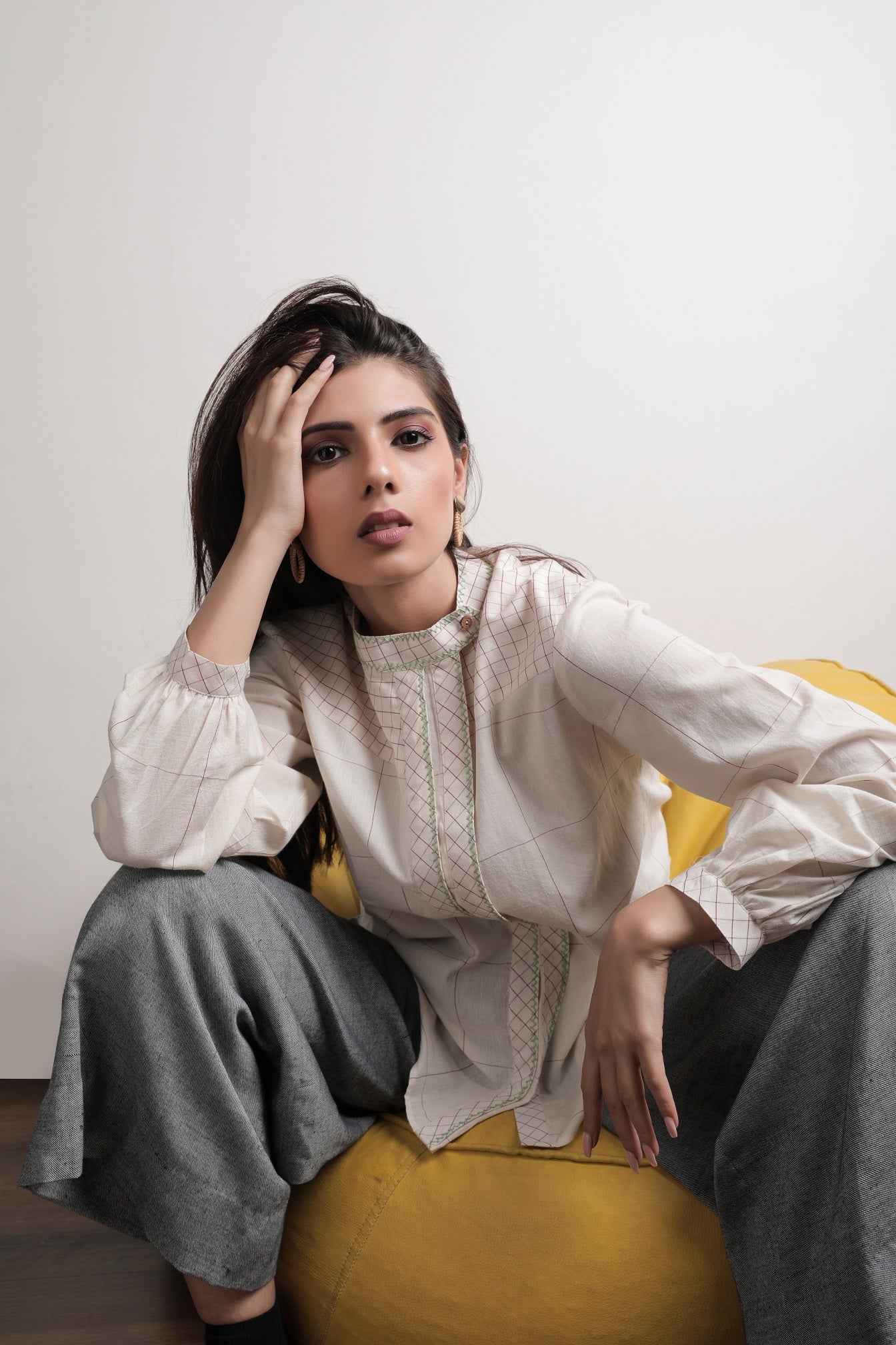 Tulip High Neck Shirt - Styled Image