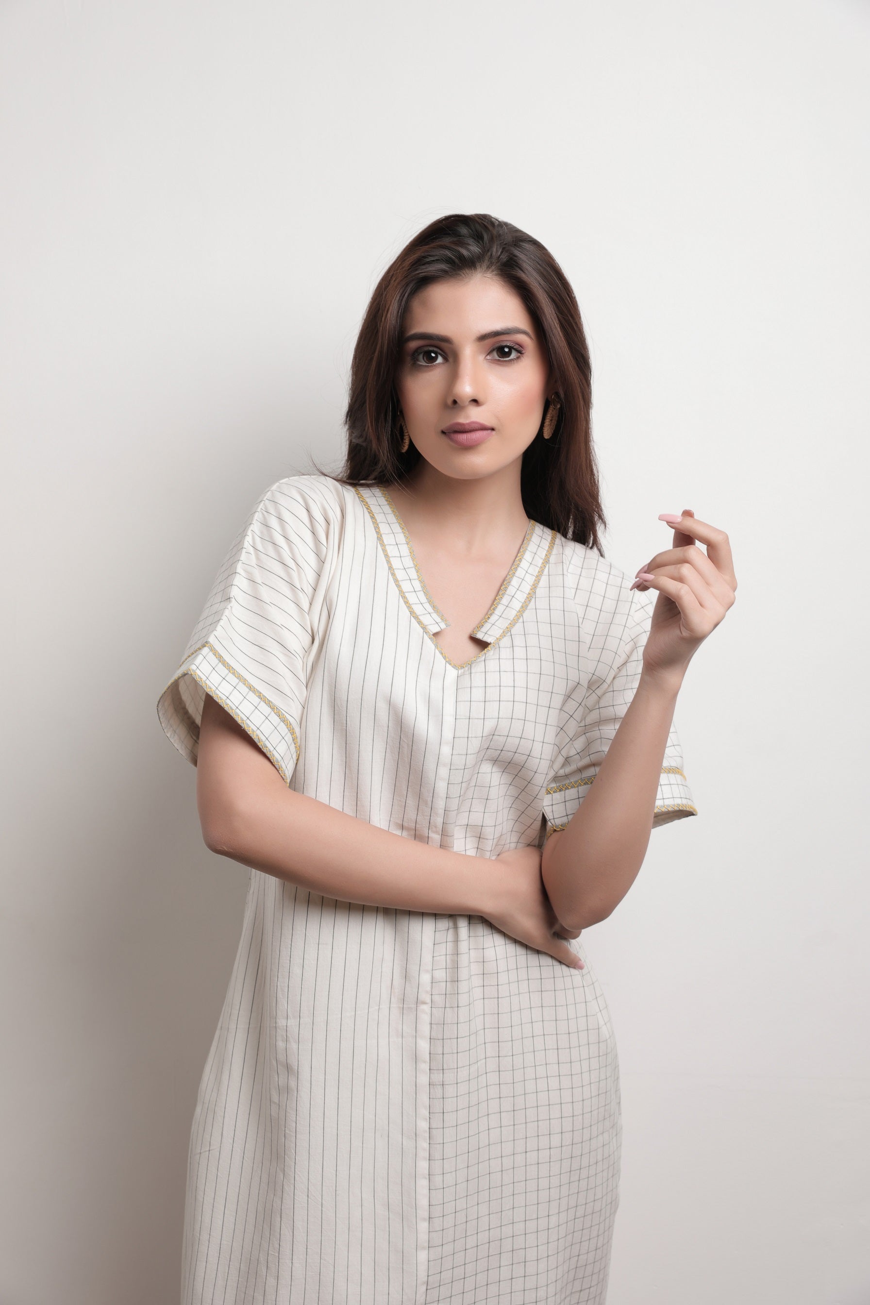 Dahlia V Neck Dress - Front Detail Image