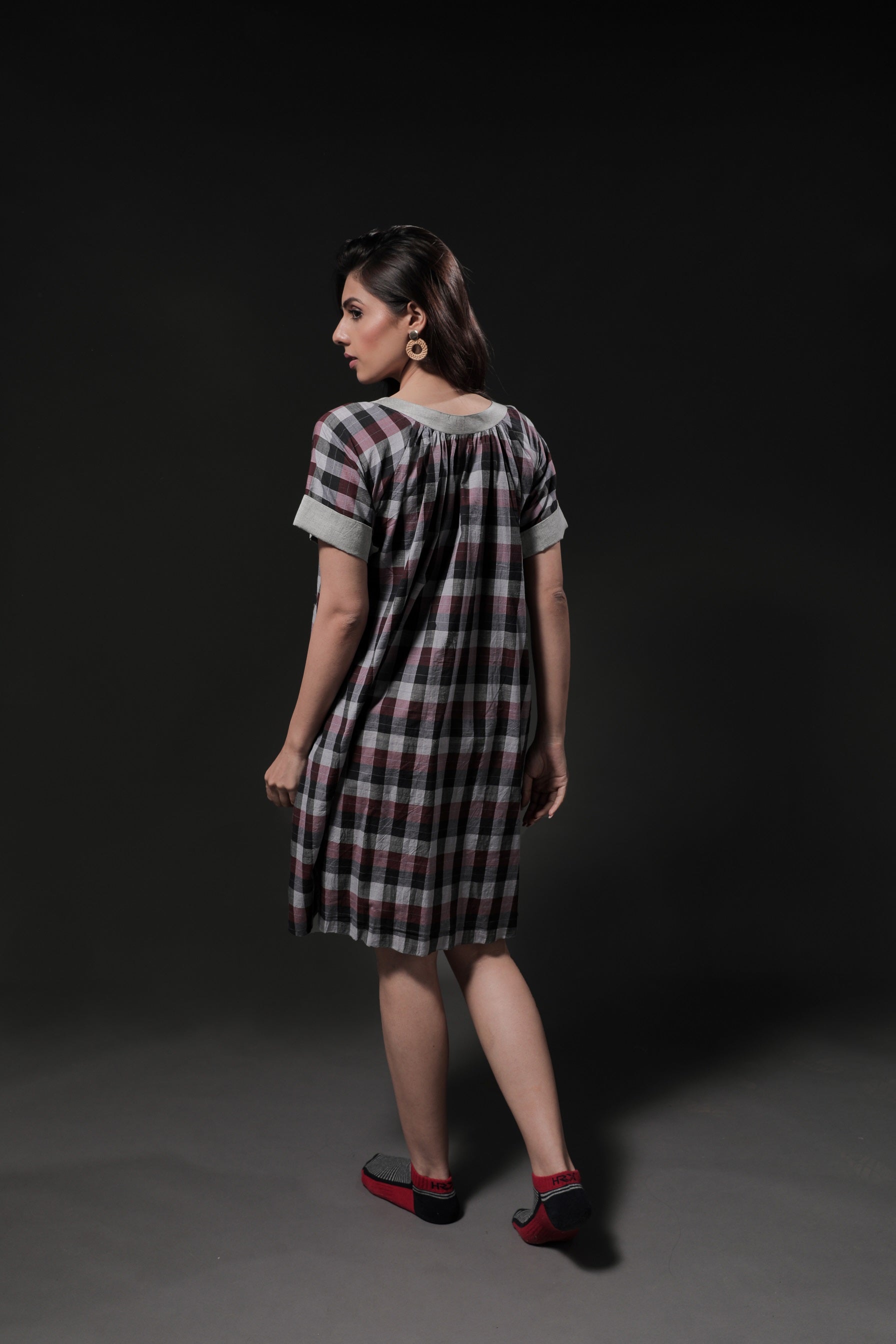 Hollyhock Chequered Dress - Back Image