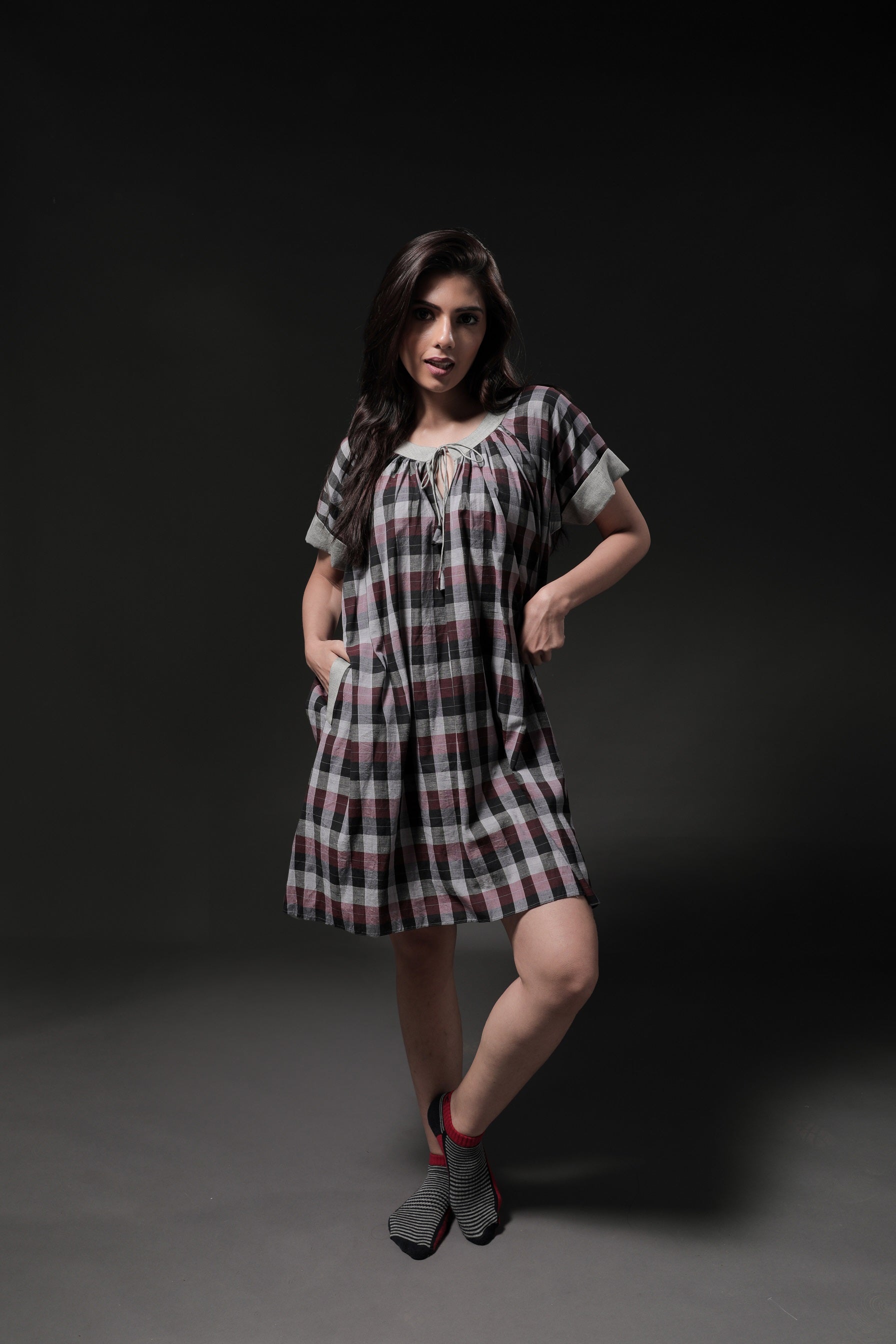 Hollyhock Chequered Dress - Front Image
