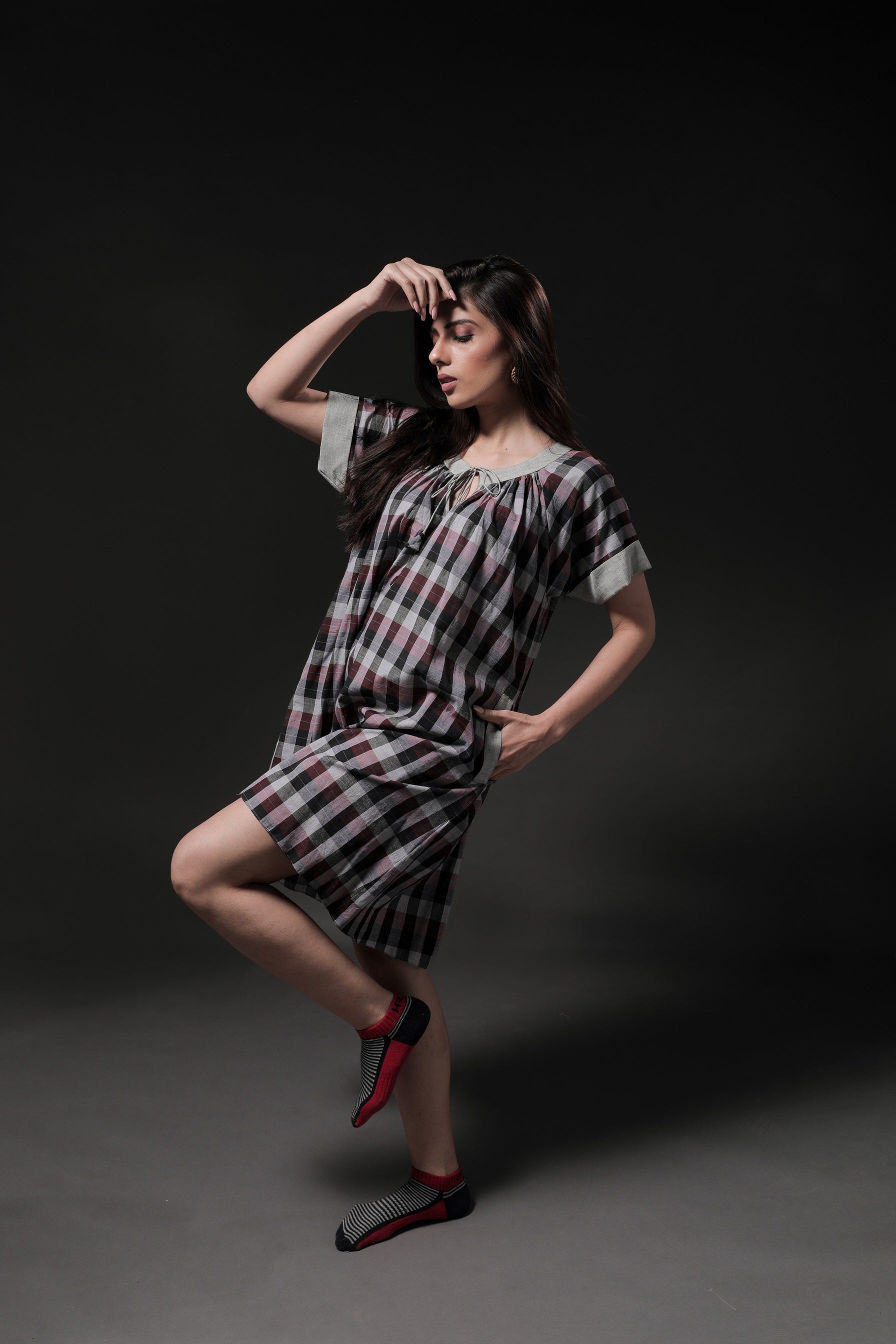 Hollyhock Chequered Dress - Side Detail Image