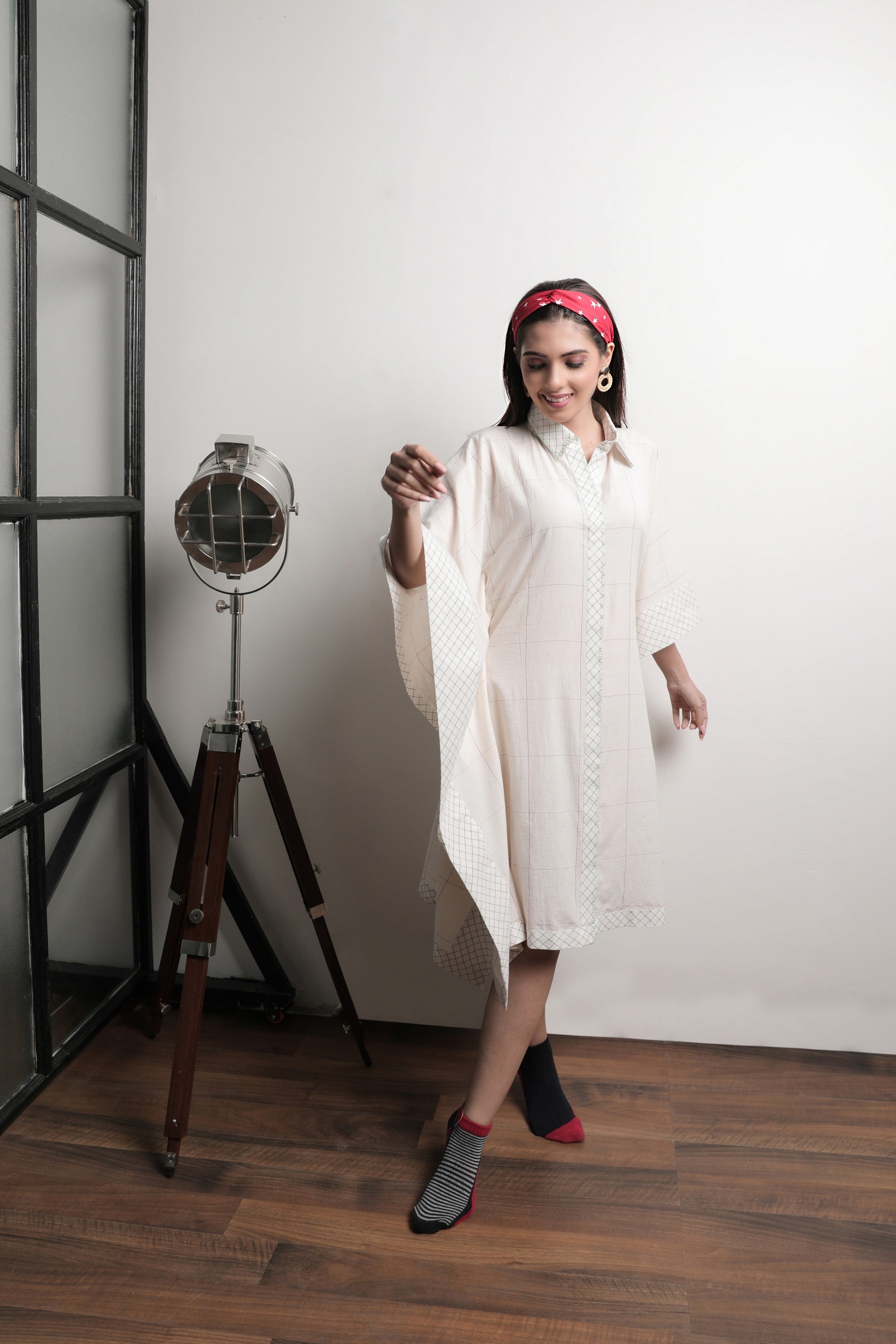 Crossandra Knee Length Kaftan - Styled Image