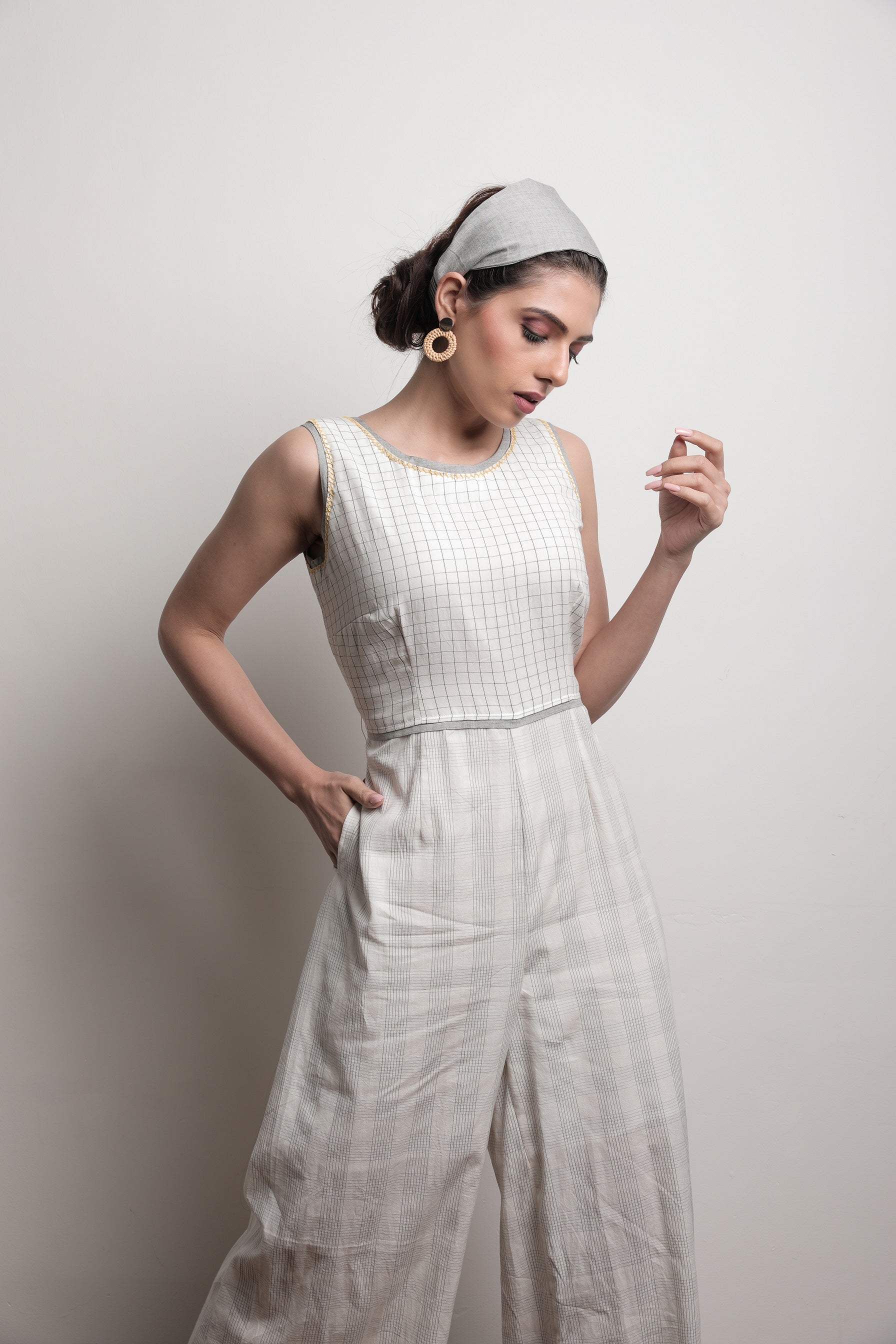 Scarlet Milkweed Round Neck Jumpsuit - Styled Image