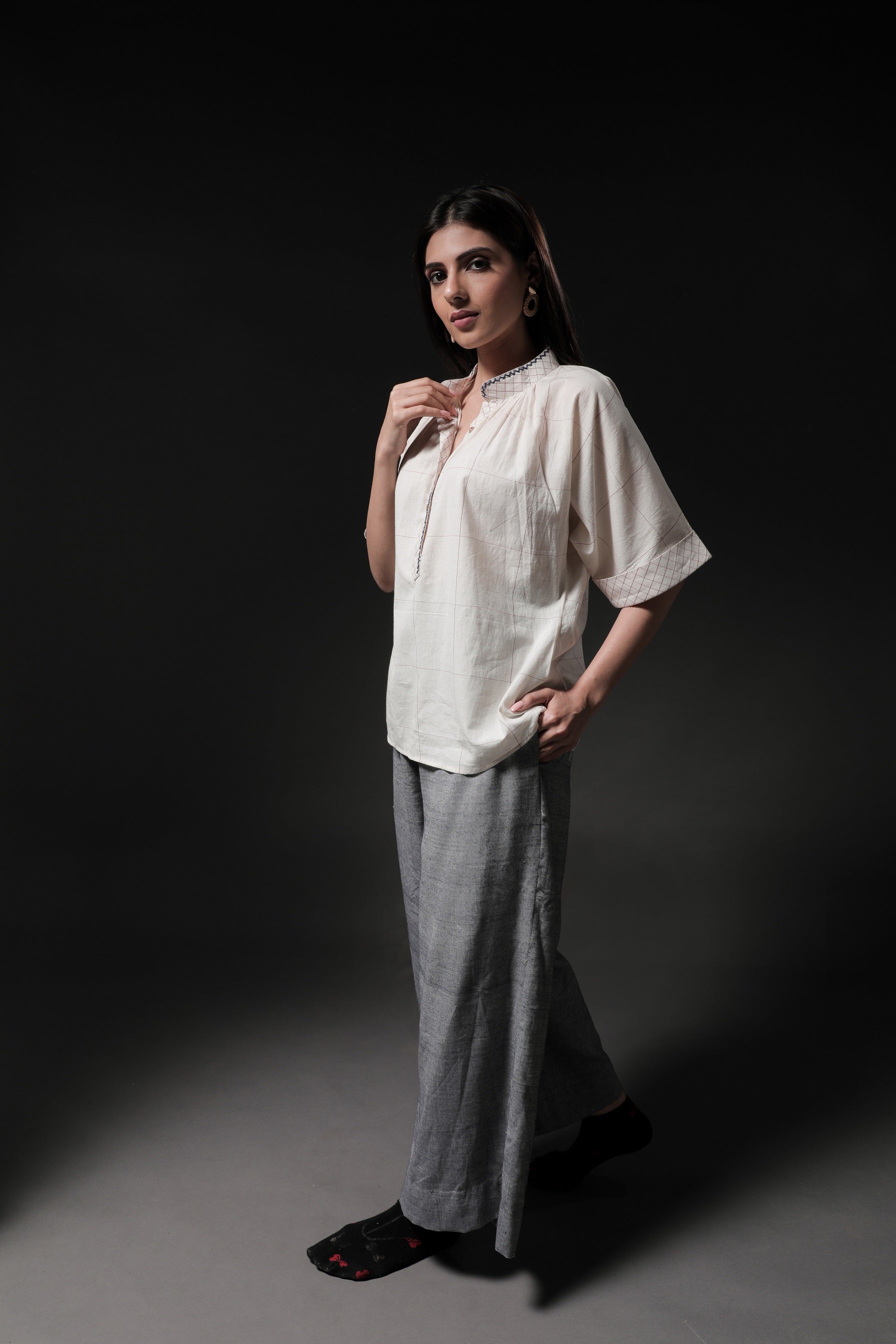 Plumeria Ivory Shirt - 3/4 Image